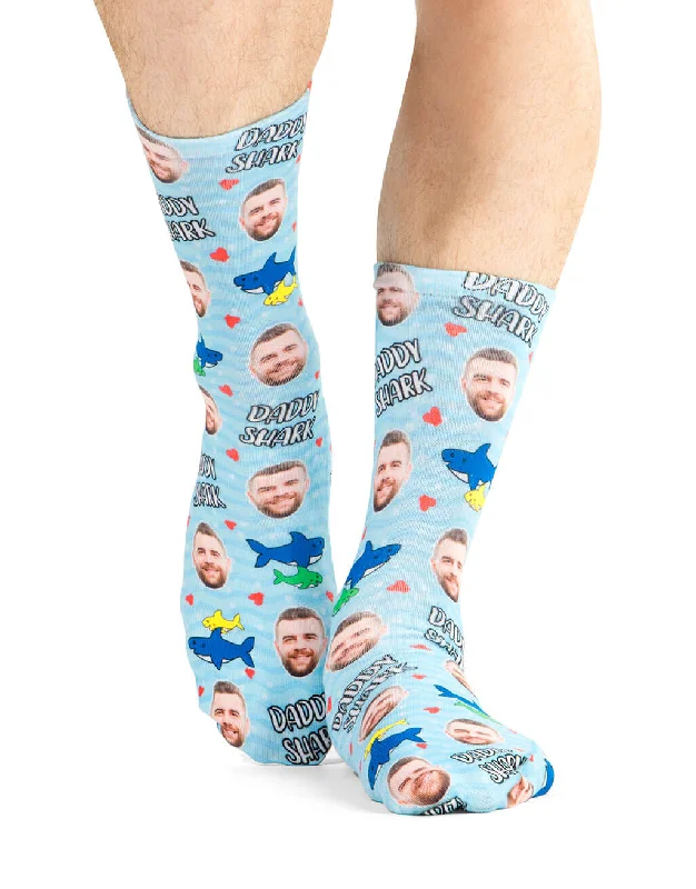 sock singles knee -  Daddy Shark Socks