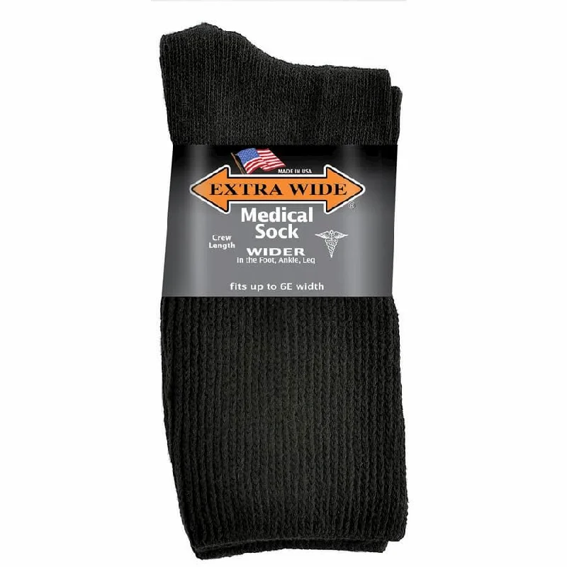 sock availability knee -  Extra Wide Unisex Medical Crew Socks in Black