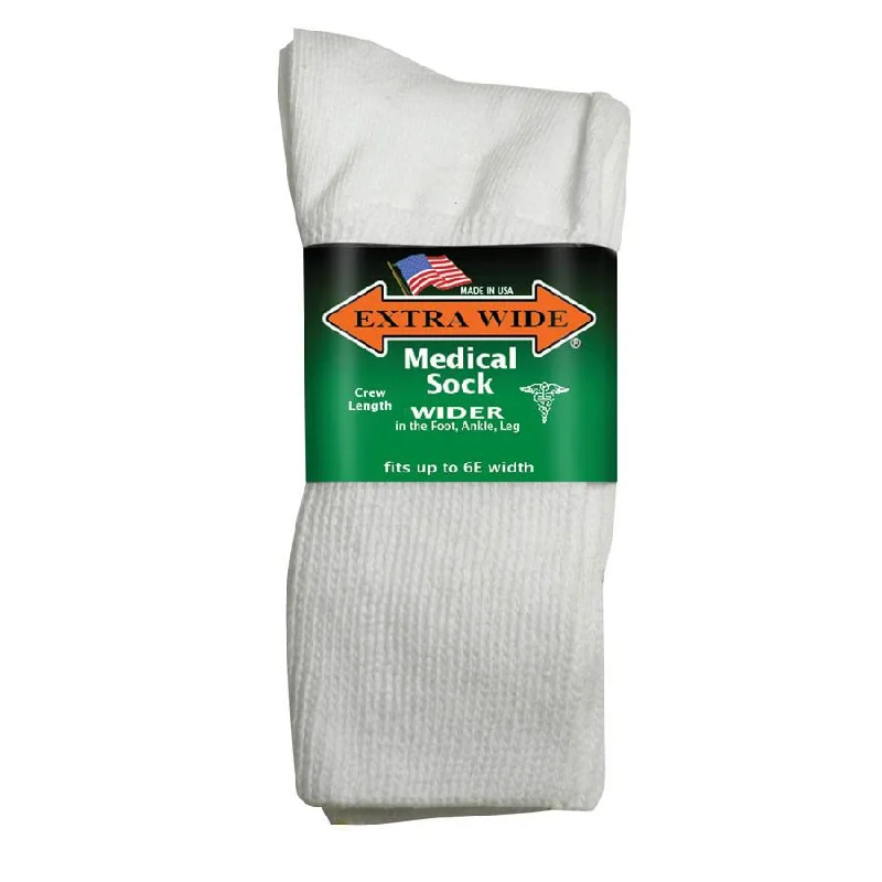 sock designs compression -  Extra Wide Unisex Medical Crew Socks in White