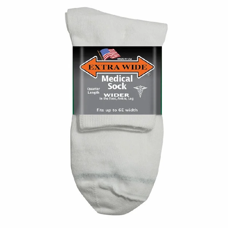 sock variety knee -  Extra Wide Medical Sock -  Quarter Length in White