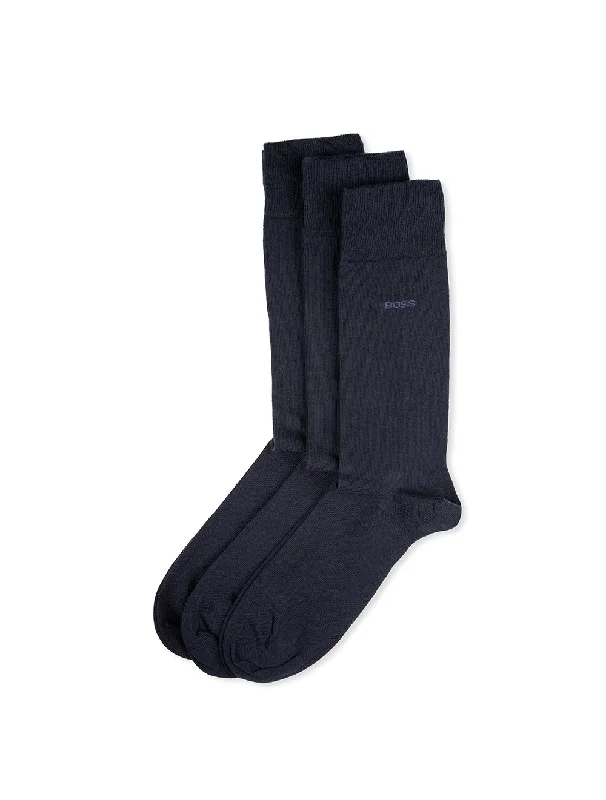 sock designs knee -  3 Pack Cotton Blend Socks Navy