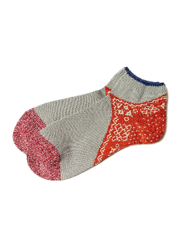 sock uses crew -  Kapital 96 Yarns Bandana Heel Ankle Socks - Gray x Enji