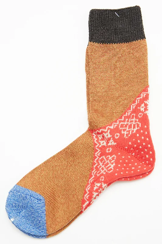 sock returns ankle -  Kapital 96 Yarns Wool Heel Bandana Socks - Red