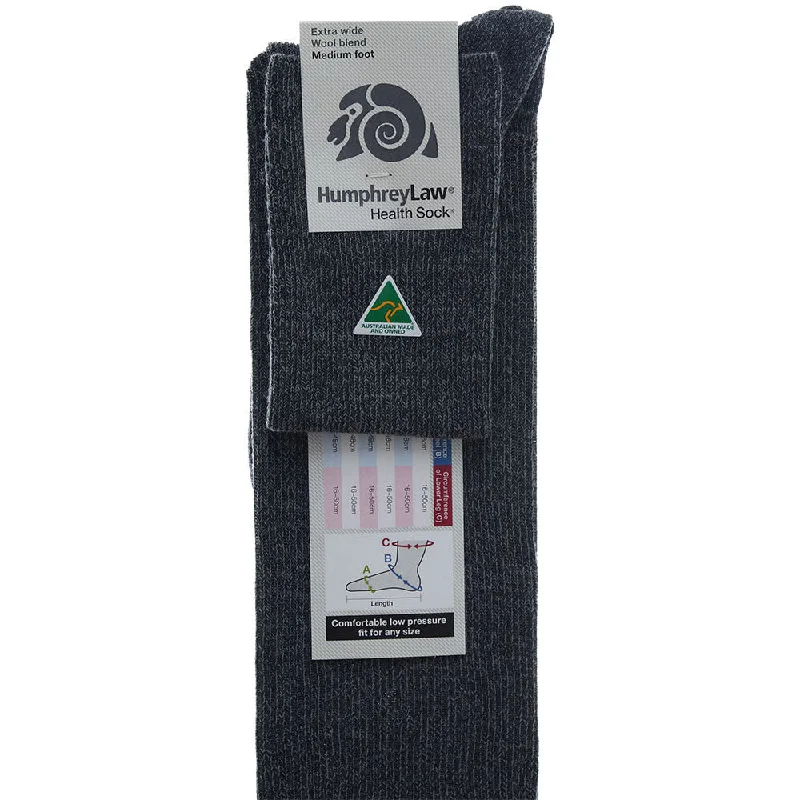 sock materials compression -  Extra Wide Wool Blend Socks in Steel Grey,  Small - XXL- Aussie Made