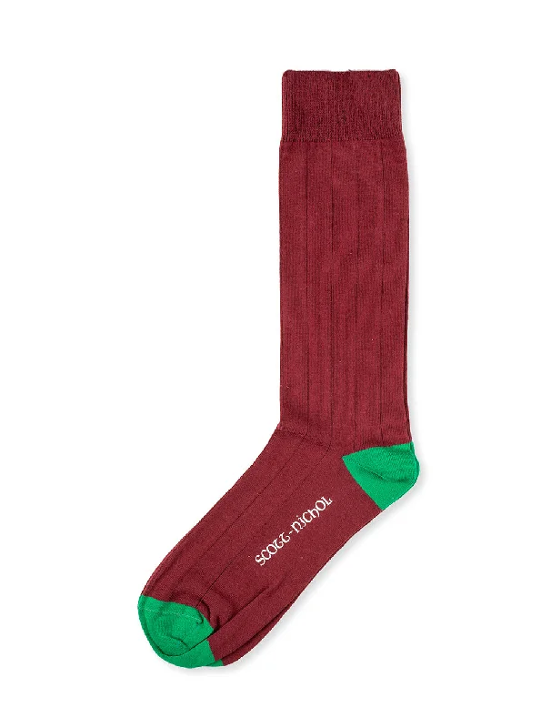 sock promotions crew -  Burford Rib Contrast Sock Burgundy