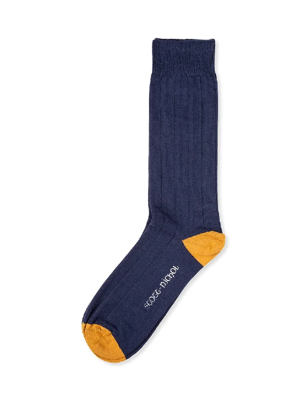 sock bundles ankle -  Burford Rib Contrast Sock Navy