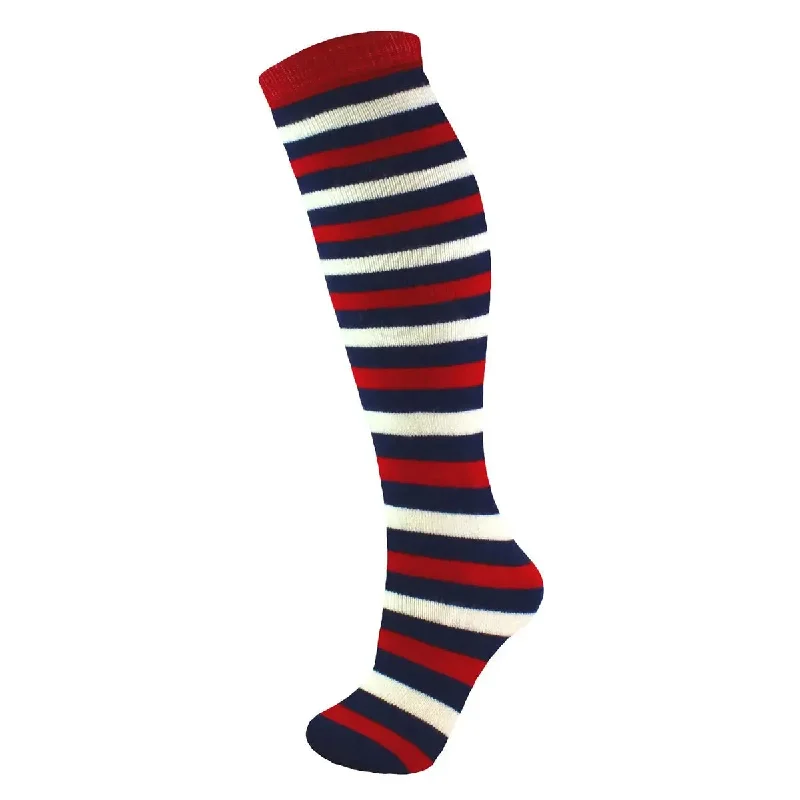 sock benefits crew -  24" Patterned Ski Sock - Navy Stripes