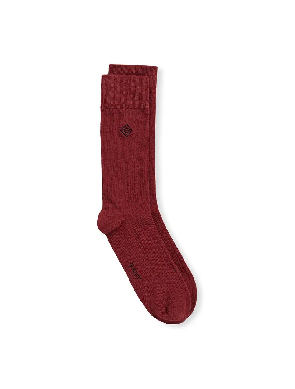 sock uses knee -  Rib Diamond G Socks-Burgundy