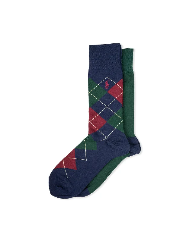 sock ratings crew -  Argyle Solid 2 Pack Socks Multi