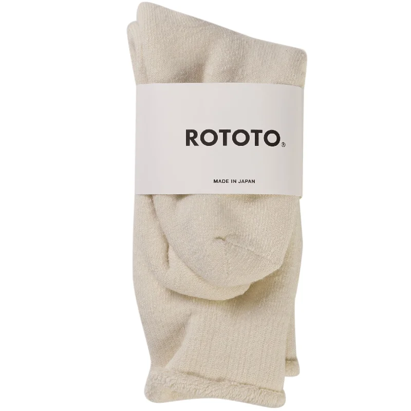 sock fashion ankle -  RoToTo Double Face Crew Knit Sock - Ivory