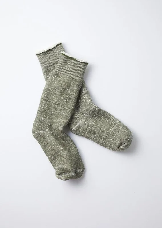 sock brands knee -  RoToTo Double Face Knit Crew Sock - Army Green