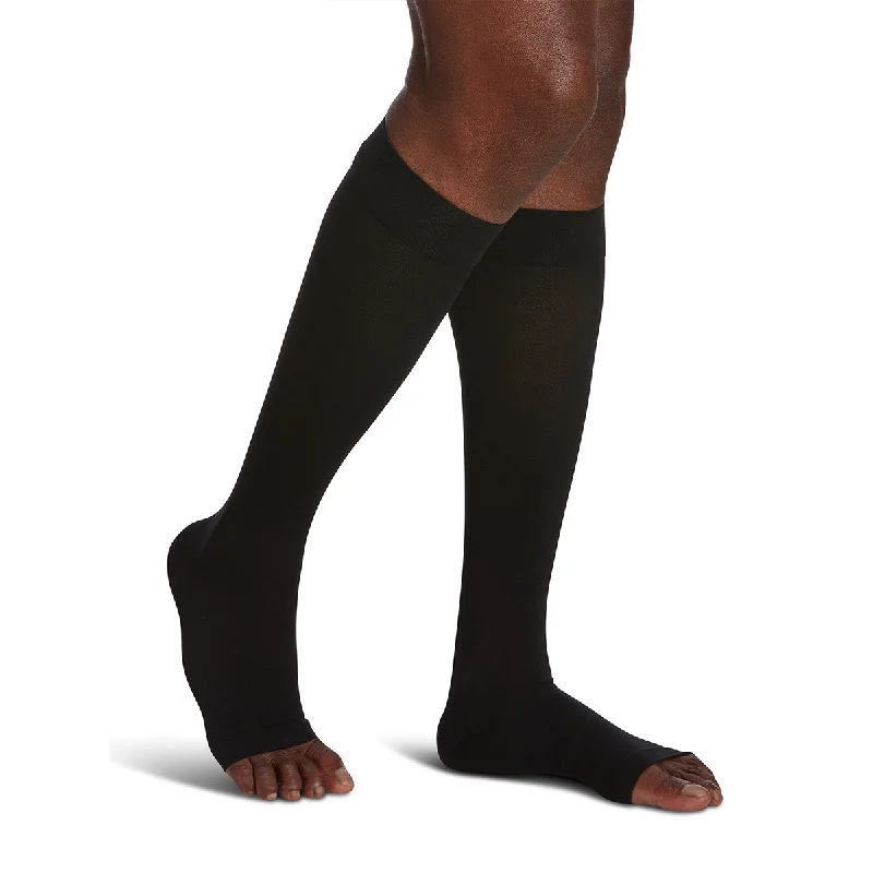 sock quality compression -  Sigvaris Essential 862 Opaque Open Toe Knee Highs - 20-30 mmHg