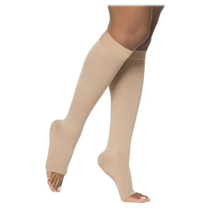 sock care crew -  Sigvaris Essential 863 Opaque Open Toe Knee Highs w/Grip Top - 30-40 mmHg