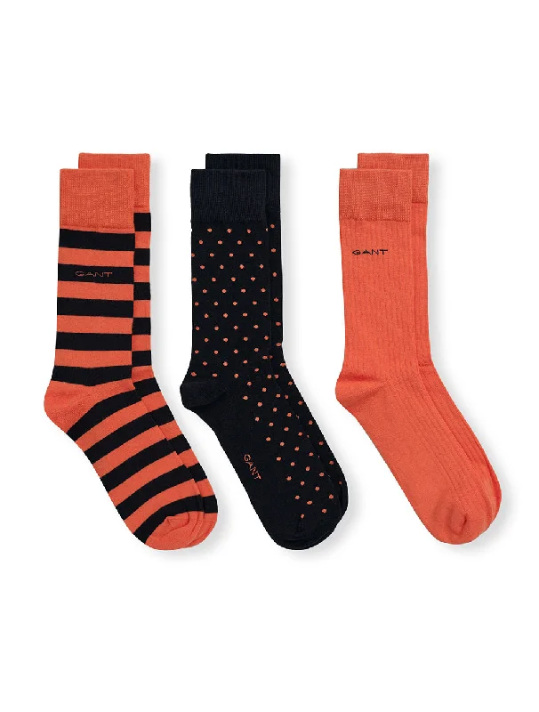 sock packs ankle -  Stripe and Dot Socks 3-Pack Apricot Orange