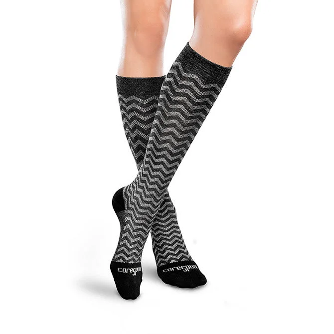 sock trends knee -  Therafirm Core-Spun Light Support Socks - Trendsetter 10-15 mmHg ( Black/Grey)