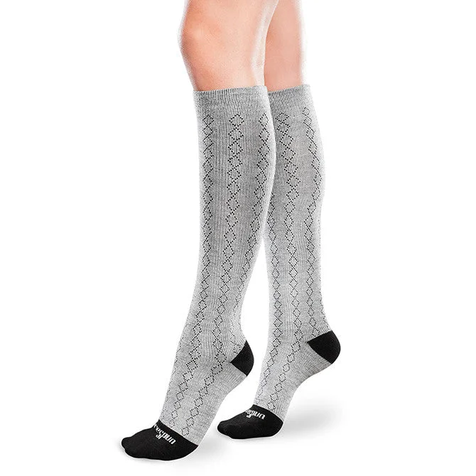 sock durability compression -  Therafirm Core-Spun Mild Support Socks  - Classic Diamond 15-20 mmHg (Grey/Black)