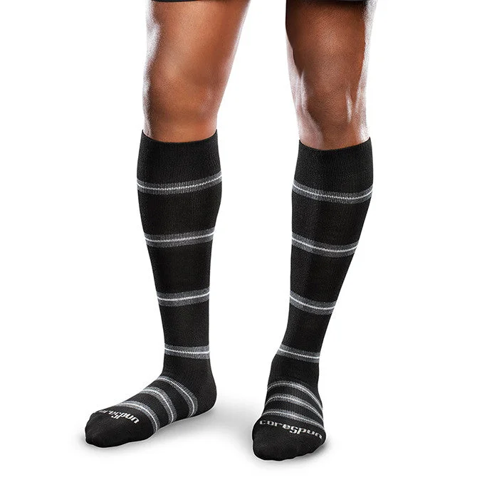 sock quality crew -  Therafirm Core-Spun Mild Support Socks  - Merger 15-20 mmHg (Black/Navy/Grey Stripe)