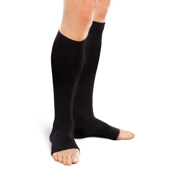 sock care compression -  Therafirm EASE Opaque Unisex Open Toe Knee Highs - 20-30 mmHg