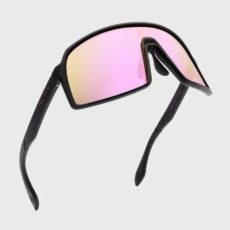 sunglasses with icy dawns -  ACTIV - AERO - Matte Black with Pink Mirror Lens