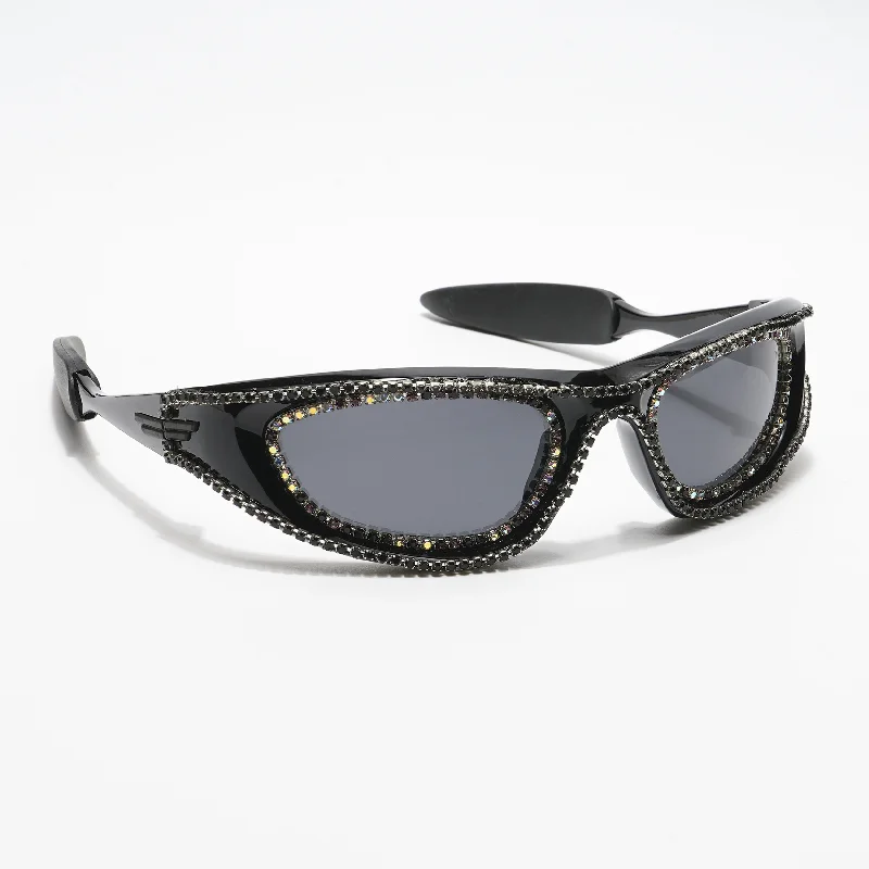 sunglasses with frosty roams -  Flash | Black Wrap-Around Polarized Sunglasses - PMG4364