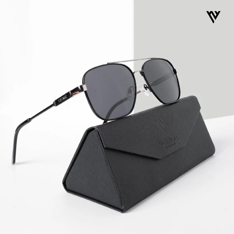 sunglasses for winter roads -  Wayfarer Polarized Sunglasses (Black Lens | Black & Grey Frame - PMG5315)