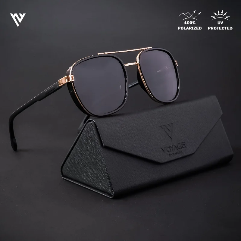 sunglasses with frosty tempos -  Photon | Golden & Shine Black Polarized Wayfarer Sunglasses - PMG4439