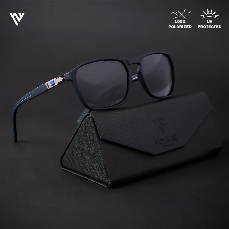 sunglasses with frosty targets -  Navy Blue Polarized Wayfarer Sunglasses - PMG4305