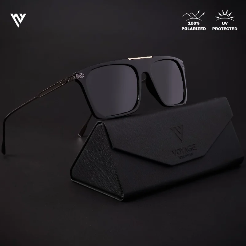 sunglasses with twinkling hues -  Shine Black Polarized Wayfarer Sunglasses - PMG4450