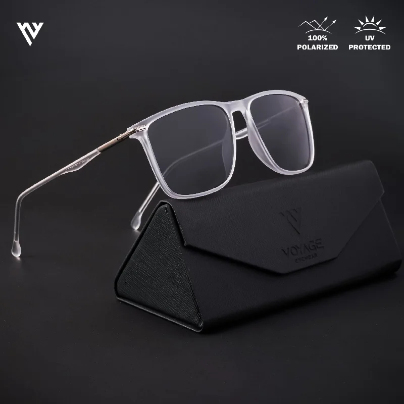 sunglasses with frosty marches -  Voxe | Transparent Polarized Wayfarer Sunglasses - PMG4303