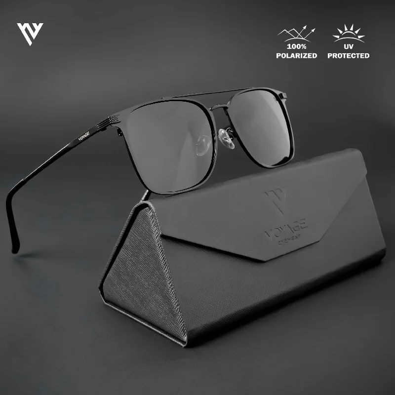 sunglasses for snowy descents -  The Fiero | Wayfarer Polarized Sunglasses (Black Lens | Black Frame - PMG4981)