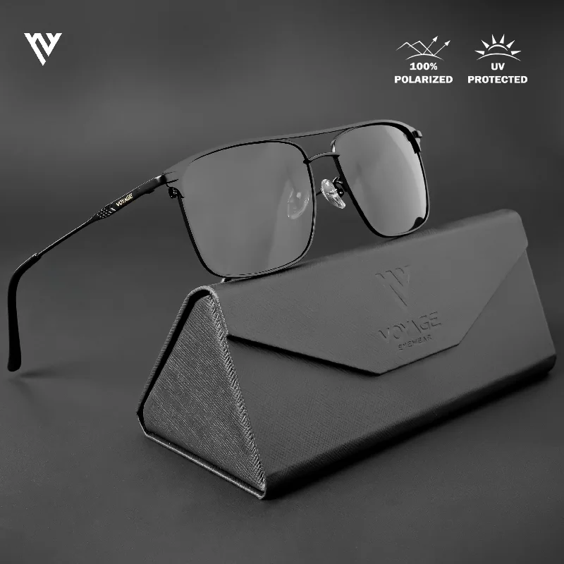 sunglasses with frosty waves -  Wayfarer Polarized Sunglasses (Black Lens | Black Frame - PMG4984)