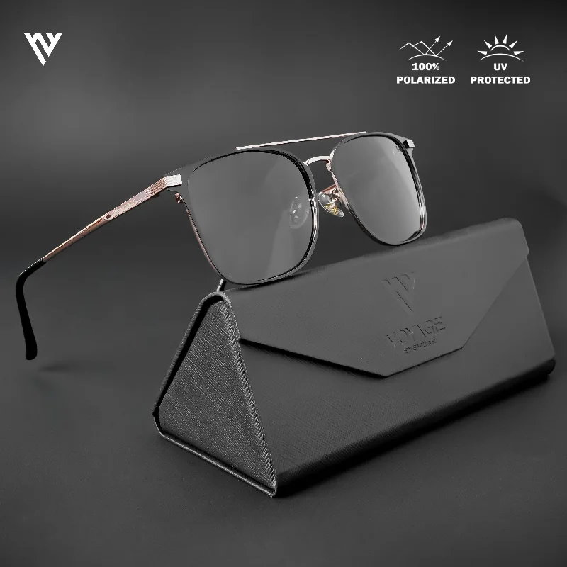 sunglasses for winter echoes -  The Fiero | Wayfarer Polarized Sunglasses (Black Lens | Black & Rose Gold Frame - PMG4983)