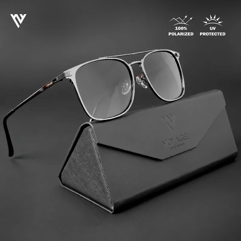 sunglasses for snowy ascents -  The Fiero | Wayfarer Polarized Sunglasses (Black Lens | Grey Frame - PMG4982)