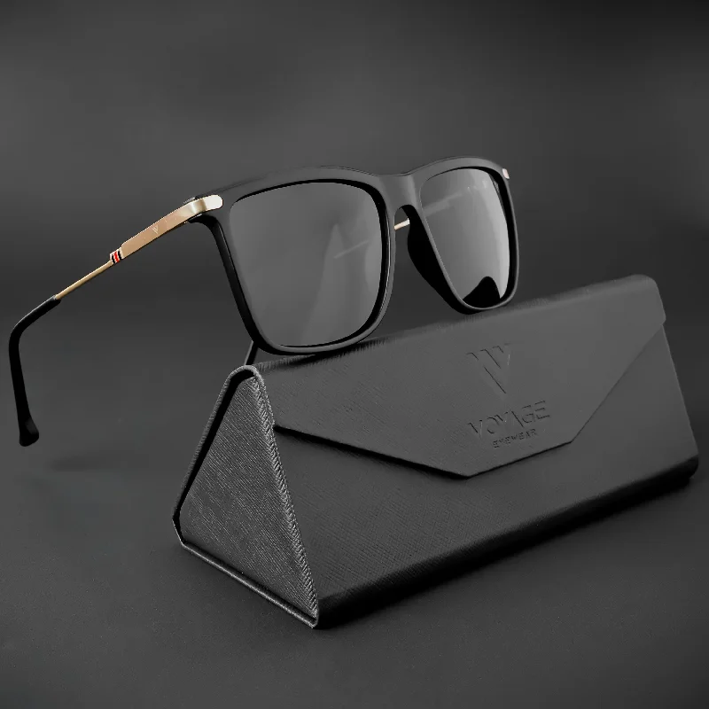 sunglasses with frosty twists -  Uptown | Wayfarer Polarized Sunglasses (Black Lens | Matt Black Frame - PMG5038)