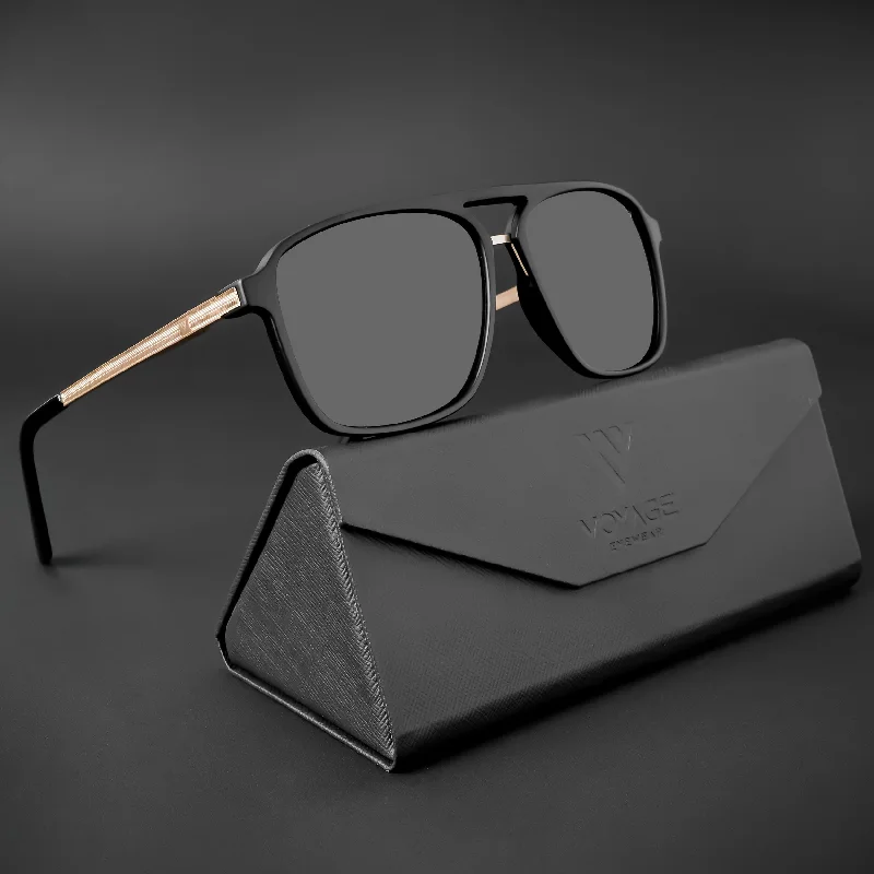 sunglasses with icy rhythms -  Nexus | Wayfarer Polarized Sunglasses (Black Lens | Matt Black Frame - PMG5054)