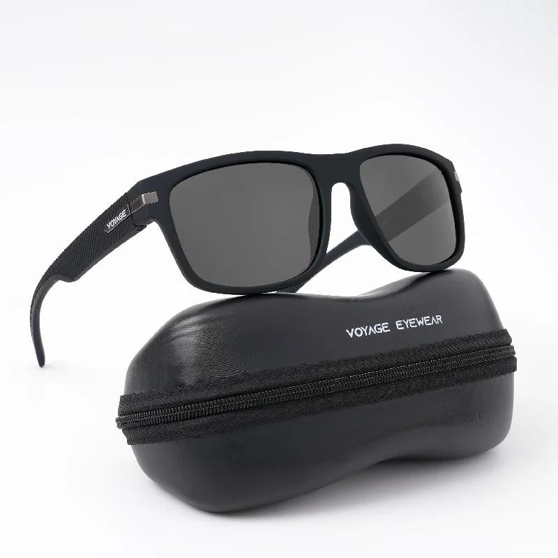 sunglasses for snowy steppes -  Wayfarer Polarized Sunglasses (Black Lens | Matt Black Frame - PMG5251)