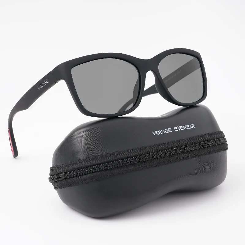 sunglasses with frosty rolls -  Wayfarer Polarized Sunglasses (Black Lens | Matt Black Frame - PMG5253)