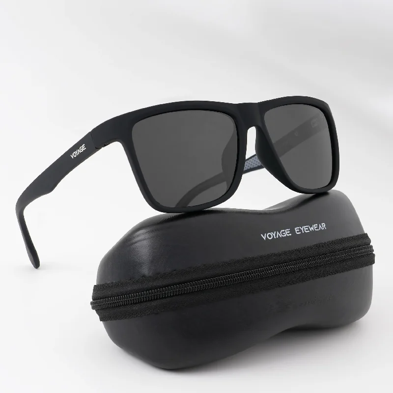 sunglasses with ribbon hues -  Wayfarer Polarized Sunglasses (Black Lens | Matt Black Frame - PMG5254)