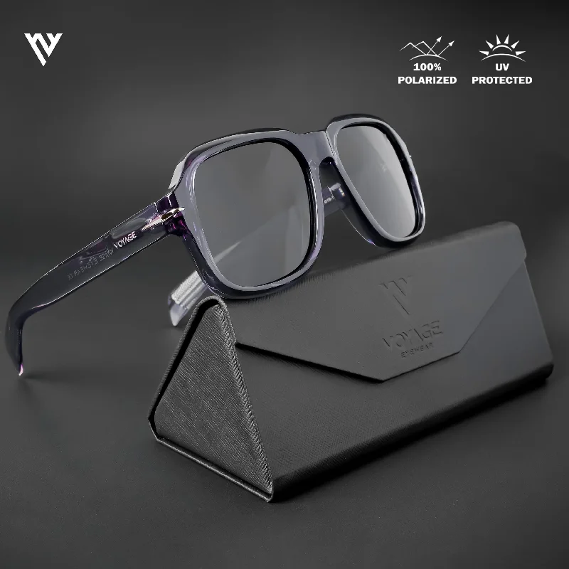 sunglasses with snowy banks -  Wayfarer Polarized Sunglasses (Black Lens | Purple Frame - PMG4990)